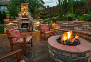 Custom Outdoor Area with Fireplace
